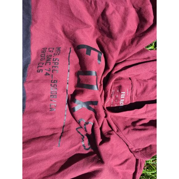 Fox Racing Burgundy Graphic Hoodie Sweatshirt XXL - Picture 3 of 6